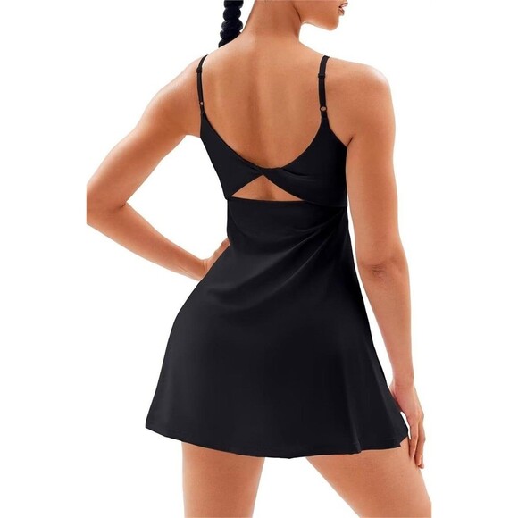 NWT $48 SIZE XS Vertvie Women's Tennis Dress W/ Shorts & Bra Workout Black - Picture 1 of 6